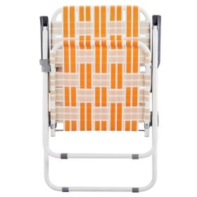 Set of 2 Webbed Folding Beach Chairs, Outdoor Patio Lawn Foldable Chairs for Camping Fishing Yard Poolside BBQ, Orange & White