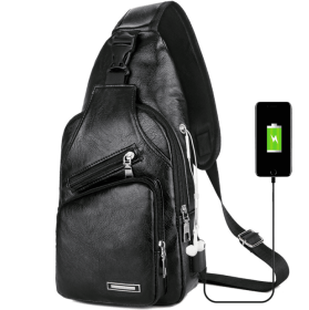 USB Portable Charging Chest Bag Messenger Bag (Option: Black x6pcs)