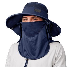 Sukeen Fishing Hat For Men Women, Wide Brim Outdoor Sun Protection With Detachable Neck Flap And Face Mask (Color: Navy Blue)