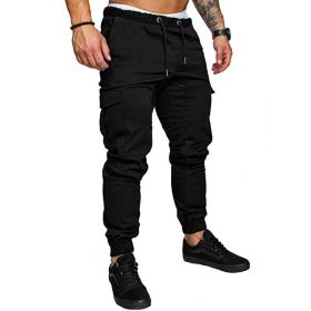 Men's Woven Fabric Casual Pants Corset Pants (Option: Black-3XL)