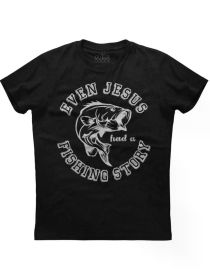 Even Jesus Had A Fishing Story Mens Short Sleeve New Cotton Black T-shirtCouple Clothing 2025 (Color: Black, size: XXL)
