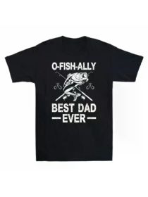 Men's Vintage Fishing Dad T-Shirt - "Best Dad Ever" Black Cotton Tee with Funny Fishing Graphic (Color: Black, size: XL)